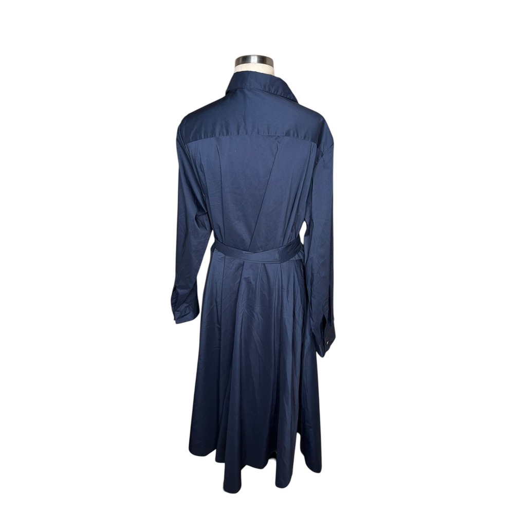PARI PASSU Belted Shirtdress Navy Blue Button Front Women's B7 Retro Style - Picture 3 of 7